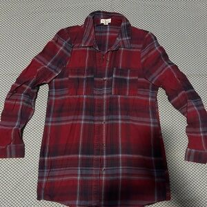 Full Tilt Red and Blue Casual Button Down Shirt